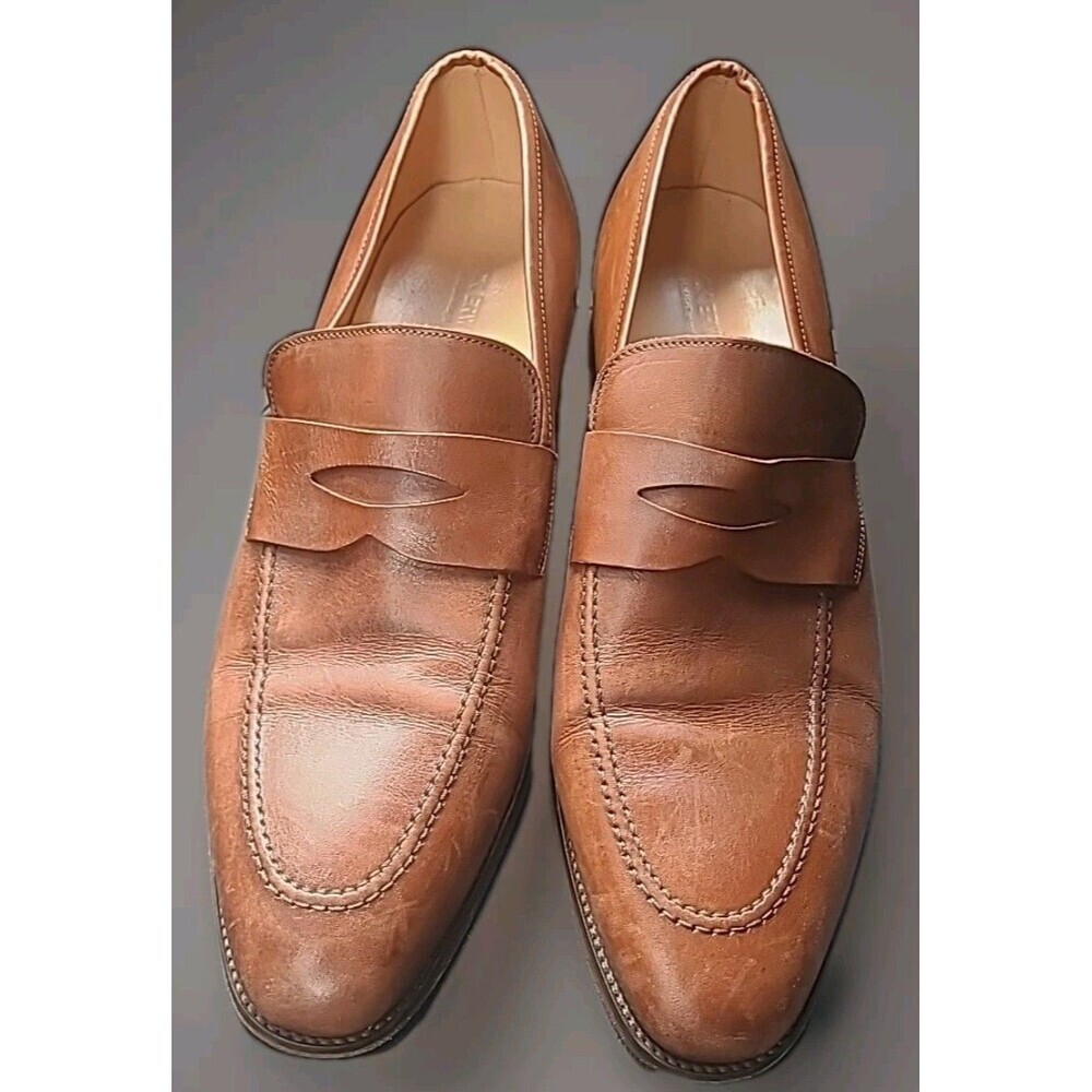 Jack Erwin Brown Leather Penny Loafers Size 12D Slip On 1112134 Classic